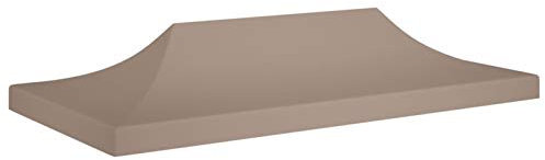 Gecheer Techo de Carpa para Celebraciones,Toldo Pergola Recambio,Cubierta De Reemplazo De Dosel,Dosel De Repuesto,Reemplazo Cubierta, Gris Taupe 6x3 m 270 g/m², Estructura de Carpa No Está Incluida