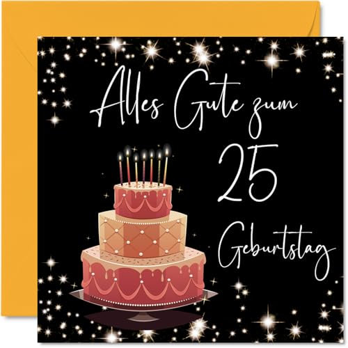 25. Geburtstagskarte für Frauen - Elegant Stilvoll - Alles Gute zum Geburtstagskarten für 25 Jährige Frau Tochter Schwester Tante, 145mm Fünfundzwanzig Fünfundzwanzigster Geburtstag Grußkarten