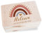 Holz Erinnerungsbox Baby Geschenkbox Holzkiste Baby - Regenbogen mit Name und Geburtsdaten Geschenk Mädchen I - 30 x 20 x 14 - Holz - errinerungskiste zur geburt personalisiertes baby-geschenk