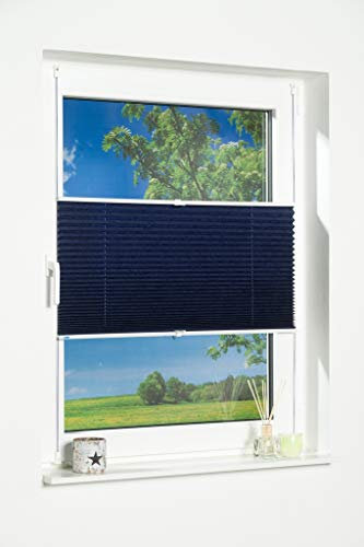 K-Home® Klemmfix-Plissee Blau B40 x H210 cm Lichtschutz +++ Moderne Crushed Optik +++