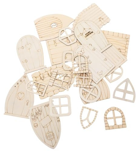 Milisten 96-Teiliges Mini-Feentür-Set Zum Selbermachen Bemalen Von Hölzernen Gartentüren Unvollendetes Leeres Feenhaus-Set Unbemalte Miniatur-Türen Und Fenster Für Die Party-Dekoration Zu