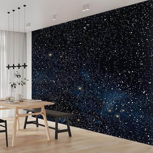 Vlies Fototapete Sternenhimmel Schwarz 350x256 cm Art Mauer VliesTapete Wandtapete Wanddeko Wand Wohnzimmer Schlafzimmer Wohnung Wandbilder