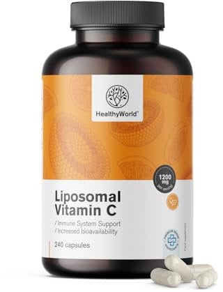 HealthyWorld® Vitamina C Liposomiale - 240 Capsule Vegetali - 1200 mg di Vitamina C al giorno - con Complesso Fosfolipidico di Girasole e Rosa Canina - scorta per 4 mesi - Elevata Biodisponibilità