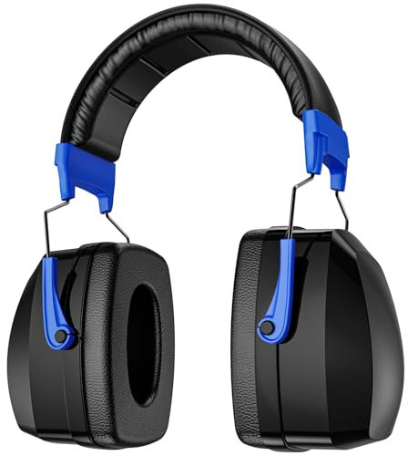 ProCase Große Gehörschutz NRR 35dB, Leicht Verstellbares Lärmschutz Kopfhörer mit Verdickter Schaumstoff für Mähen, Konstruktion & Holzarbeiten Passt für Erwachsener -Blau