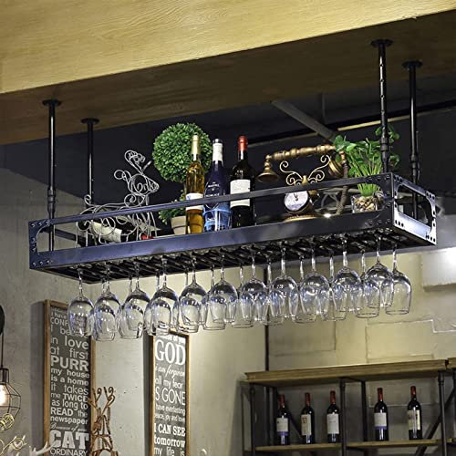 Portabicchieri da vino in metallo e ferro, nero, decorativo, per casa, bar, cucina (80 x 35 cm)