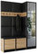 KIER FURNITURE Flurgarderobe Modern - Garderobenschrank mit Sitzbank, Haken und Schuhschrank - Flur Möbel Geräumig und Stilvoll - BxHxT 159,6x205x39cm - Craft Eiche + Schwarzes Öko-Leder