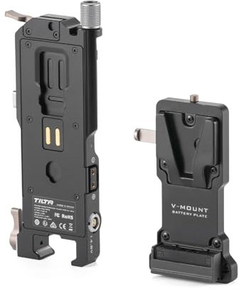 TILTA Power Pass-through Plate Compatible with RS2, RS3, RS3 Pro, RS4 and RS4 Pro, Battery Plate to DJI RS 4 Power Pass-through Plate Kit - V Mount TGA-PPK3-V