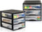 Hausfelder Schubladenschrank, Schubladencontainer, Schubladen Format A5, durchsichtige Schubladen, Büro, Wohnzimmer (A5, 2 Stk., Schwarz Transparent)