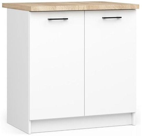 BDW - Küchenschrank - Schrank Küche mit Türen und Arbeitsplatte - Schrank 80 cm breit, 85 cm hoch - Küchenschränke Einzeln, Küchenmöbel Einzelteile (Weiss)