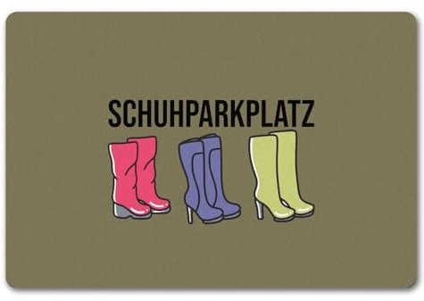 speecheese Schuhparkplatz Fußmatte in 40x60 cm ohne Rand in braun mit Schuhmotiv für Frauen EIN bunter Türvorleger für deinen Eingangsbereich High Heels Fußabtreter Stiefel Türmatte Schuhe