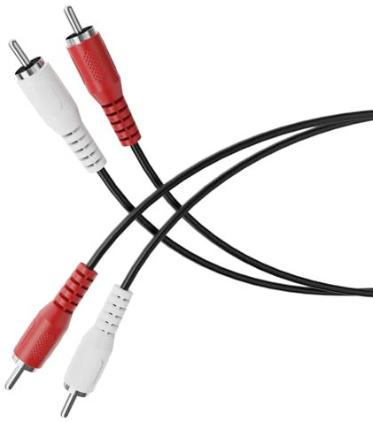 HDSupply cable RCA, 10.00m cable de audio RCA, cable de audio estéreo RCA, 2x enchufe RCA a 2x enchufe RCA, para subwoofer, barra de sonido, TV, amplificador, hi-fi, negro