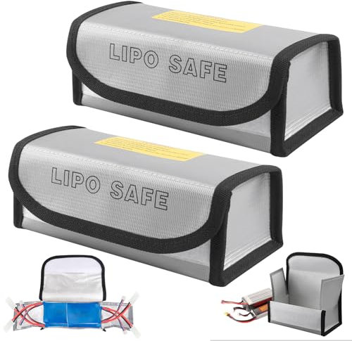 2 PCS Lipo Safe Bag, Lipo Bag, Lipo Akku Feuerfeste Ladetasche, Lipo Battery Safe Bag, Lipo Battery Guard Tasche, Lipo Safe Bag Feuerfeste für Ladung Und Transport,Akku Sicherheitsbox,18.5cm*6cm*7.5cm