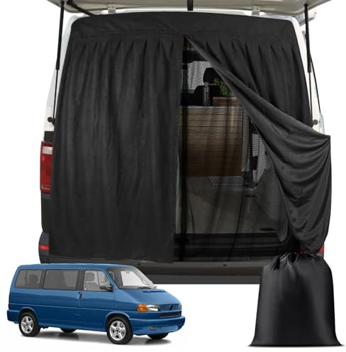 ZWPARTS Magnetischer Van Insektenschutz Maßgeschneidert für VW T4, Zweischichtig Auto Insektennetz Moskitonetze für Heckklappe, Reißverschluss in der Mitte Tür Insektengitter