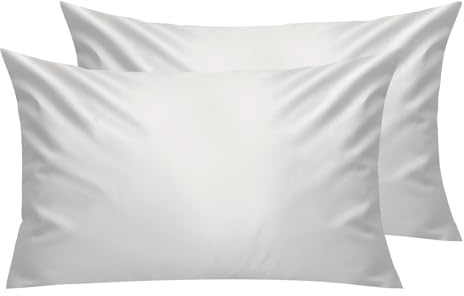 Lirex Kissenbezüge 2er Pack, 300 Fadendichte, 100% Baumwolle, Bequem und Atmungsaktiv, 40 x 80 cm, Weiß