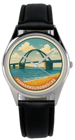 KIESENBERG Armbanduhr Fehmarn Geschenk Artikel Idee Fan Damen Herren Unisex Analog Quartz Lederarmband Uhr 36mm Durchmesser B-2025007
