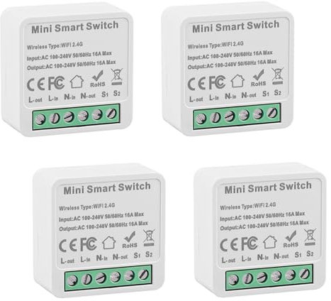 GOEDCH 4 módulos de interruptor de luz inteligente: interruptor WiFi, mini interruptor de bricolaje, control táctil WiFi con compatibilidad Tuya/App, soporte de conductor neutro y diseño compacto para