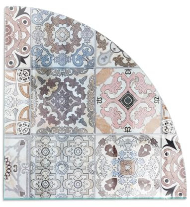 Kamin Bodenplatte 1/4 100x100 cm Herdboden Viertelkreis Schutz vor Glut Sicherungsblech Polierte Kanten Schutz vor Schäden Bodenbelag Wohnzimmer Spritzwasserschutz - Mosaikmuster in Fliesen