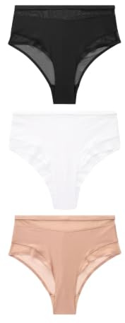 NEXT Damen 3er-Pack Hochbund-Slips mit Mesh und hohem Bein