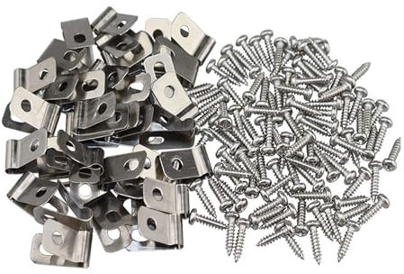 Confezione da 100 morsetti a vite in acciaio inox con viti, installazione semplice per filo saldato su legno, metallo o vinile, assortimento di morsetti per cavi
