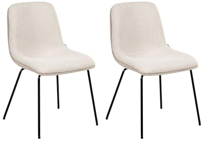 Beliani Set of 2 Dining Chairs Armless Scandinavian Design Easy Clean Upholstery Beige Lorida