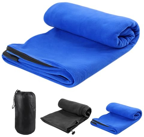 GHUAP Schlafsack Inlett Warm, Outdoor Camping Wandern Umschlag Tragbare Polar Fleece Anti-Pilling Schlafsack (Blau)