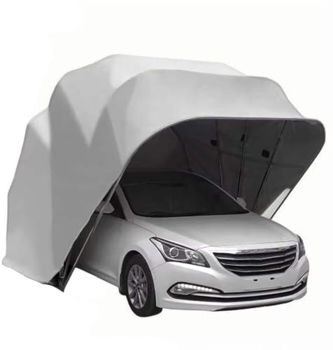 BEDCKCC Allwetterfester Carport, Mobile Edelstahl Faltgarage, Halbautomatischer Anti-Exposition-Carport, Abschließbarer, Für Pickups, Und Autos, Grau