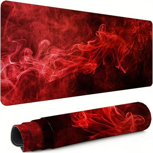 Tapis de Souris XXL Rouge 1600x800x3mm Antidérapant Rubber Base Tapis de Souris Gamer Fumée Précision Compatible Toutes Mouse, Revêtement Doux Imperméable protege Bureau pour Home Bureau Gaming xg-594