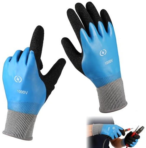 Rivvra Insulation Work Gloves 1000V, Rubber and Polyester Electrical Safety Gloves with Flame Retardant & Anti-Slip Properties for Electrical Maintenance, Appliance Repair, and DIY Projects