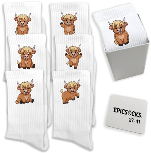 epicsocks Highland Cow Charme Socken im in verschiedenen Größen
