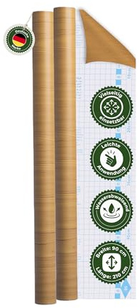 Veluxis Möbelfolie 2er-Set Holzoptik Fichte Beige – 90 × 210 cm | selbstklebend, selbstklebend Holzoptik Fichte Beige, zuschneidbar, rückstandsfrei entfernbar