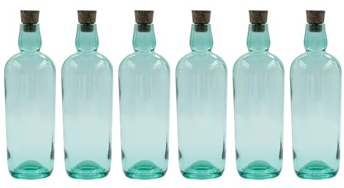 Flaschenland 6 botellas de cristal premium de 700 ml de cristal Wild-Flint con tapón de mango, botellas de licores sostenibles para bares, restaurantes, ginebra, licor, aceite exclusivo o agua noble