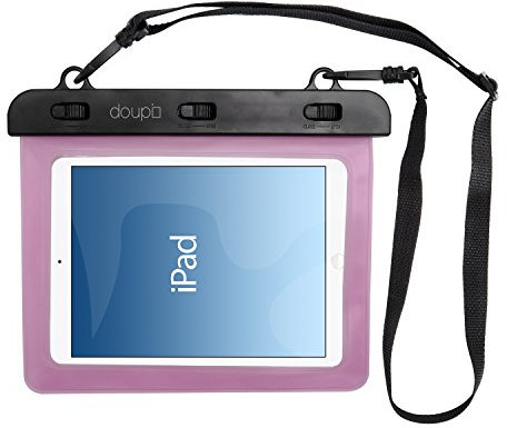 doupi Étui Etanche 220x160mm pour 7/8 Pouces Tablet, avec Fonction écran Tactile Caisson Waterproof Water Resistant Beach Bag, Rose