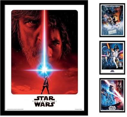 STAR WARS: The Last Jedi Tease 30x40cm Framed Print, Paper & MDF, Multicoloured, 42 x 32 x 2.4 cm