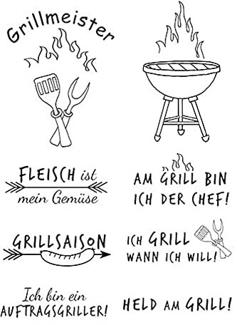 Efco Stempel Clear ?Grillmeister. transparent. A7/ 74 x 105 mm. 8-teilig