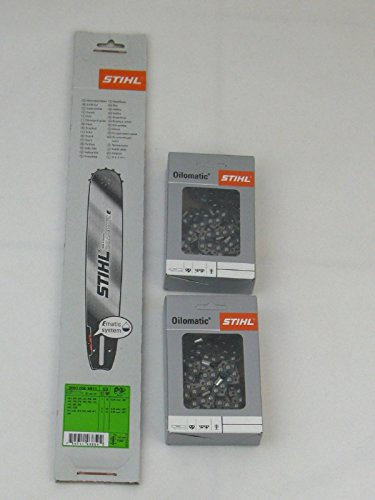 STIHL Führungsschiene Rollomatic E, 37 cm, 1,6 mm, .325' (3003 000 6811) + 2x STIHL Oilomatic Sägekette .325' Rapid Super mit 1,6 mm Treibglieddicke - 37 cm (3639 000 0062)