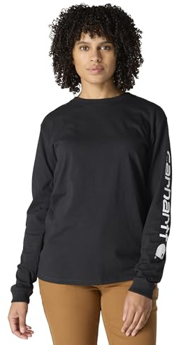 Carhartt Damen Langärmeliges T-Shirt mit Logo-ärmeln und Grafik, Lockere Passform T-Shirt