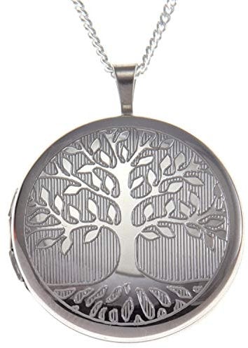 Alexander Castle Tree of Life 925 Sterling Silver Locket Necklace for Women - Girls 2 Photo Locket - 22mm Locket with 18 Silver Chain & Jewellery Gift Box