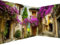 murando Photo Wallpaper Architecture 539x250 cm / 212 x 98 Peel and Stick Self-Adhesive Corner Foil Print Wall Mural Angle Wallpaper Landscape Alley City Flowers Purple Buildings Cat d-B-0294-a-a