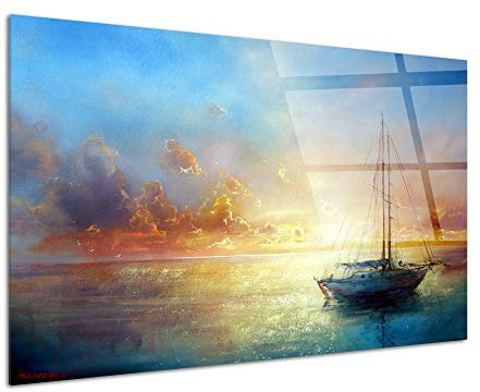 DECLINA, tableau mural, verre acrylique, impression HD, peinture voilier, mer, décoration intérieure, design, paysage marin