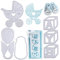 VINFUTUR 3er Set Stanzschablonen Baby Set, Kinderwagen Stanzschablonen Prägeschablonen Stanzformen für Geburt, Taufe DIY Karte Sammelalbum Scrapbooking Deko Cutting Dies
