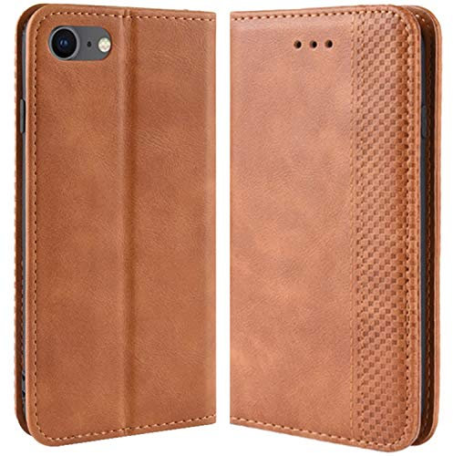HualuBro Handyhülle für iPod Touch 7 Hülle, iPod Touch 6/5 Hülle, Retro Leder Stoßfest Klapphülle Schutzhülle LederHülle Flip Case Cover für Apple iPod Touch 7 Generation Tasche, Braun