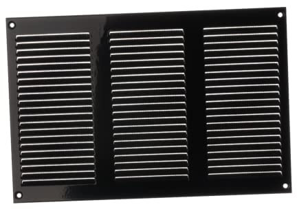 300x200mm / 12x8 inch Black Metal Air Vent Grille Cover with Insect Mesh - Ventilation Cover