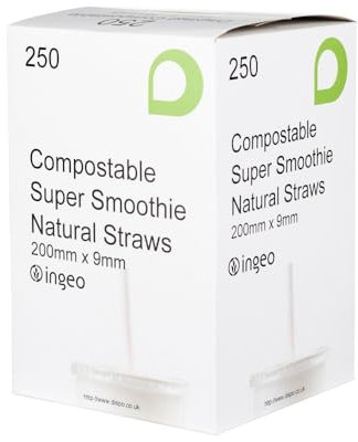 Biodegradable Smoothie Straws 9mm PLA x 1 Box of 250 Straws (250)
