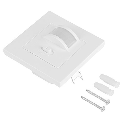 Interruptor de sensor de movimiento PIR, sensor de movimiento infrarrojo de tipo empotrado en panel con función de interruptor ordinario Manual/Encendido o apagado automático para bombilla de lámpara