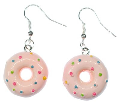 Miniblings Donut bunte Perlen Ohrringe rosa - Handmade Modeschmuck I Glasur Streusel Doughnuts Kuchen Süßigkeit Fast Food USA Hänger - Ohrhänger Ohrschmuck