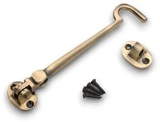 Infinity Decor 6 150mm Solid Brass Cabin Hook and Eye Silent Door Latch/Catch- Antique Finish Lock for Window, Garden Gate, Door