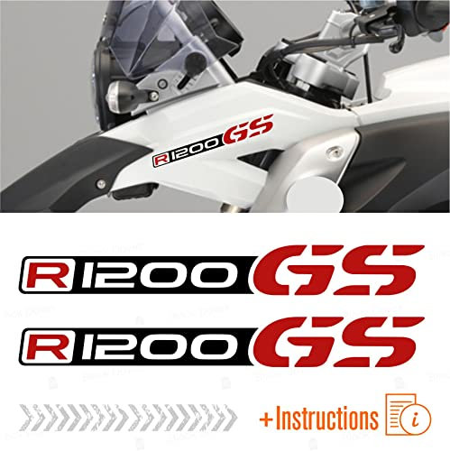 2pz Adesivi compatibile con Moto R1200 GS ADVENTURE Motorrad R 1200 (nero-rosso)