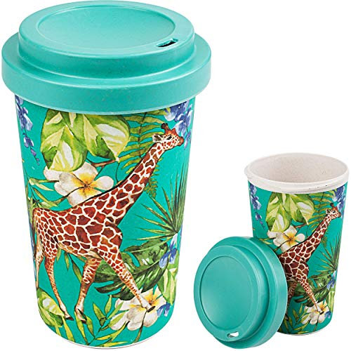 alles-meine.de GmbH Coffee to Go Becher/Trinkbecher/Kaffeebecher - Kunststoff - Dschungel Tiere & Safari - Giraffe - BPA frei - mit Deckel - 420 ml - dicht verschließbar - Me..