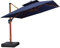 PURPLE LEAF Alu Sonnenschirm Groß Ampelschirm 270 x 270 cm Holzoptik Doppeldach Gartenschirm mit Kurbel 360° Drehbar XXL, Sonnenschutz UV50+, Marineblau