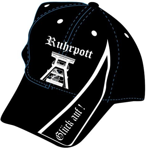Fanshop Lünen Basecap Ruhrpott Cap mit Stick Glück auf Baseballcap Mütze Fahne Pott Kappe Förderturm, Schwarz, Einheitsgröße